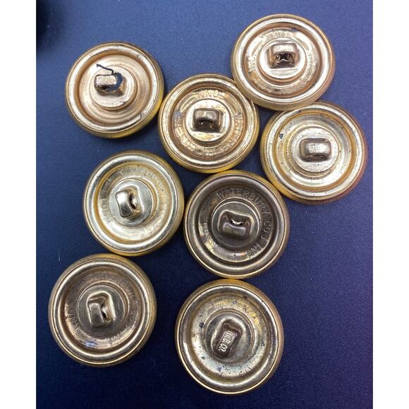 vtg Lot 8 Large 1" Military WW2 Waterbury Uniform Brass Buttons Shank Eagle Army - Picture 3 of 6